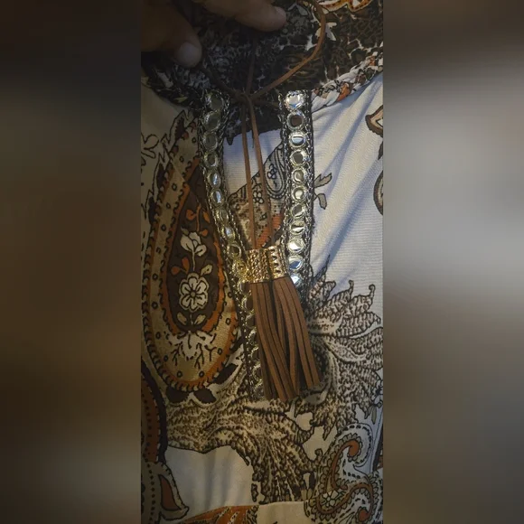 VENUS Paisley Print Jumpsuit in Cream and Brown - Picture 4 of 6